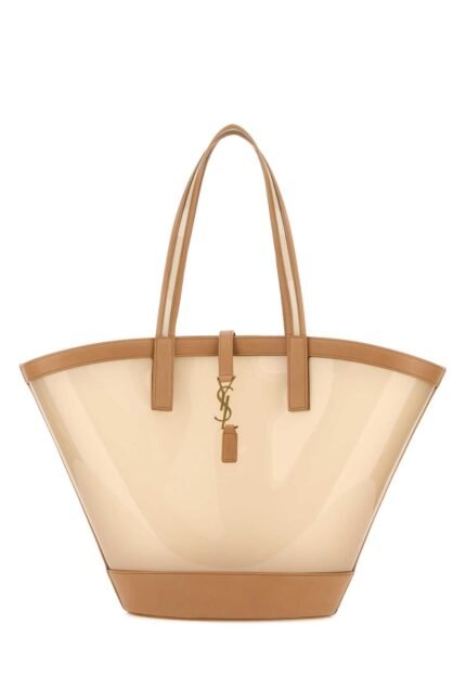Two-tone vinyl and leather Panier shopping bag