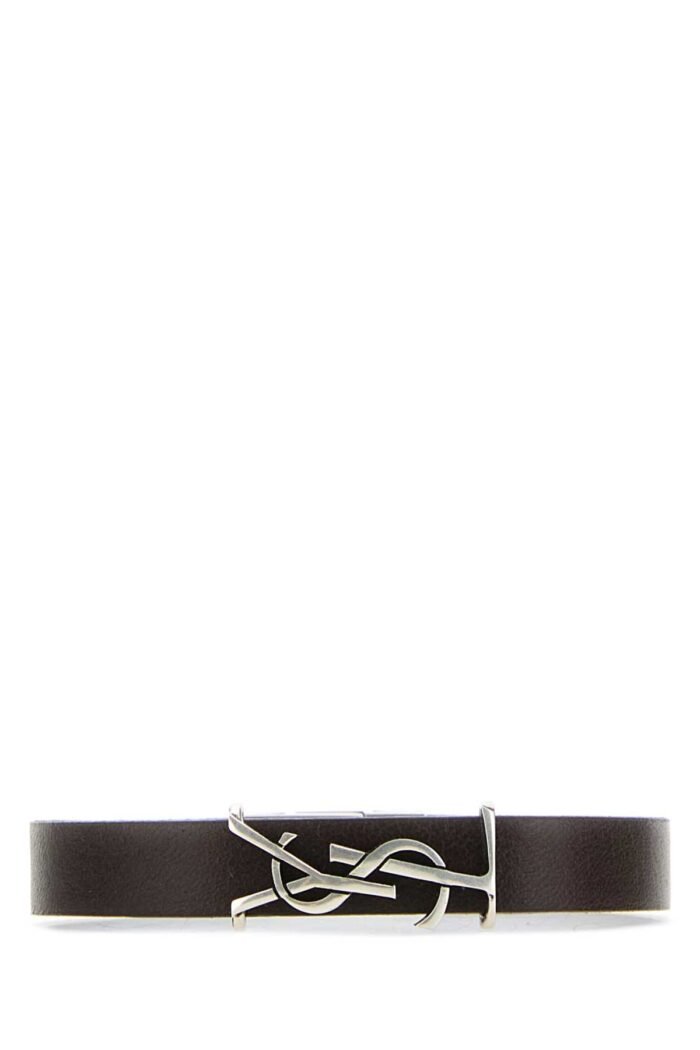 Dark brown leather Cassandre bracelet - Image 1