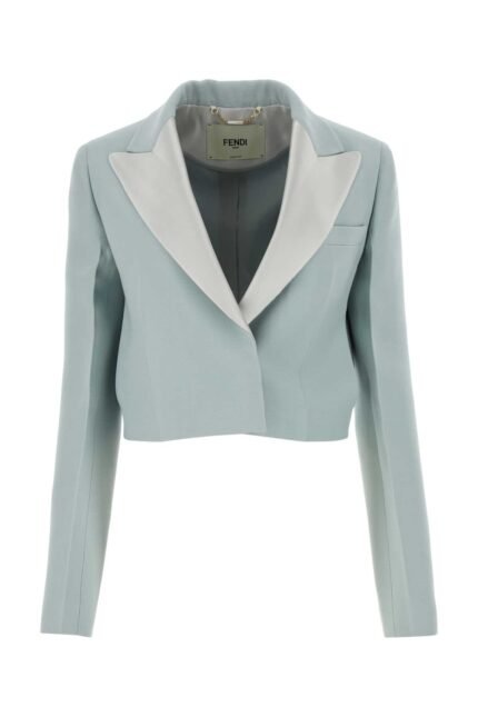Powder blue wool blend blazer