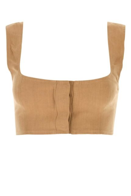 Camel linen Jirja crop-top