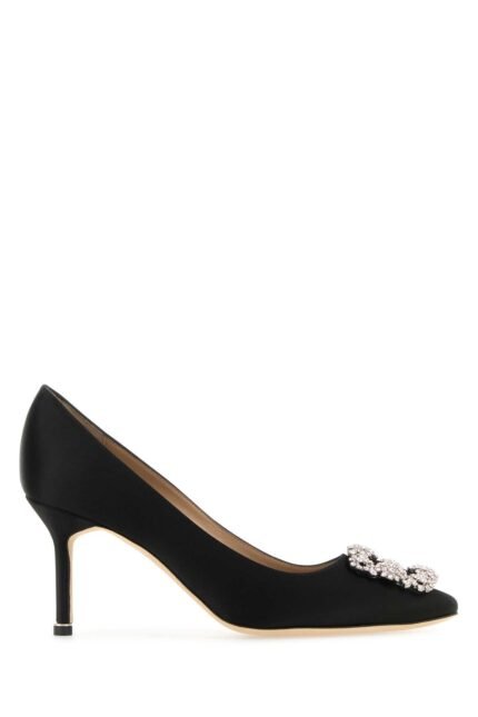 Black satin Hangisi pumps
