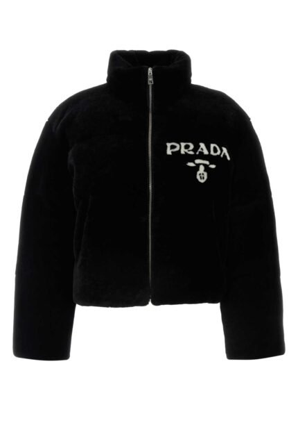 Black shearling down jacket