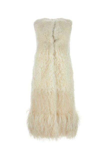 Ivory sleeveless fur coat
