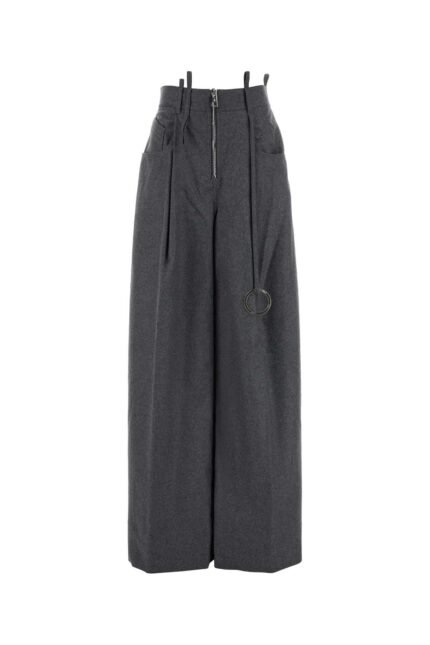 Dark grey wool blend palazzo pant