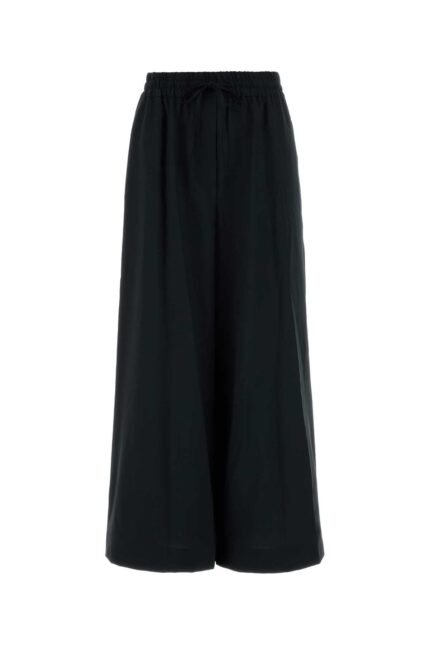 Black wool Elmo wide-leg pant