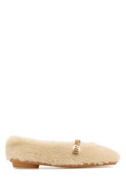 Ivory shearling Noella ballerinas