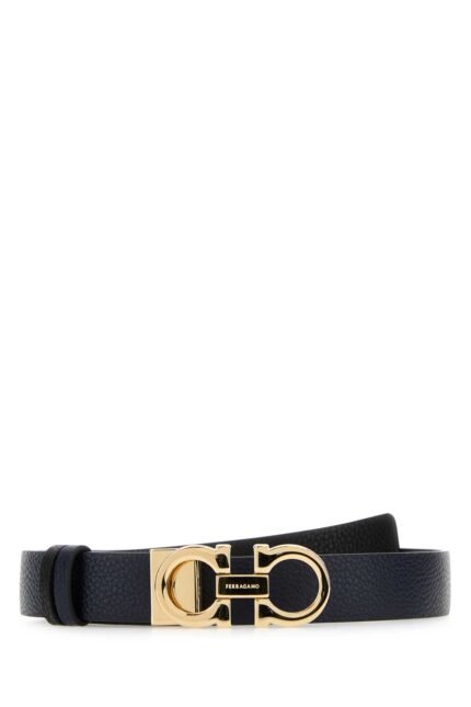 Midnight blue leather reversible belt