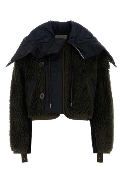 Two-tone teddy and nylon bomber jacket