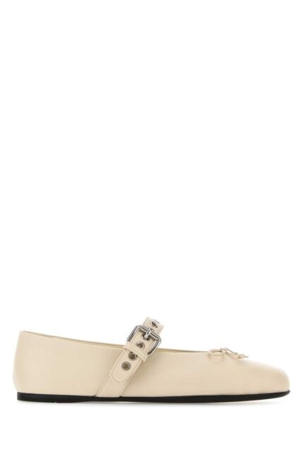 Ivory leather ballerinas