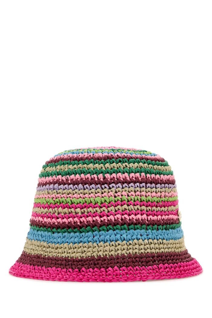Multicolor raffia bucket hat - Image 1