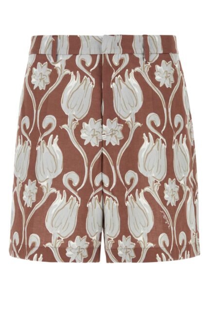 Printed linen bermuda shorts
