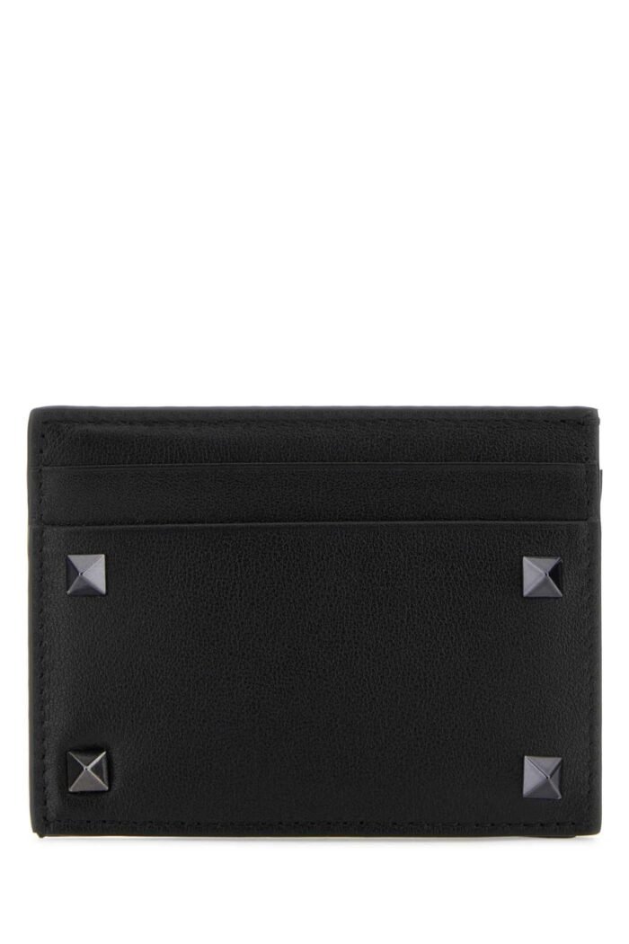 Black leather Rockstud card holder - Image 1