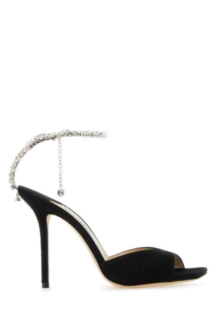 Black suede Saeda 100 sandals