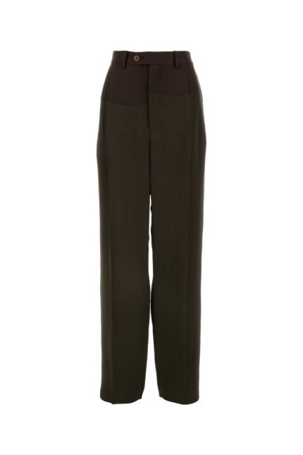 Brown viscose blend wide-leg pant