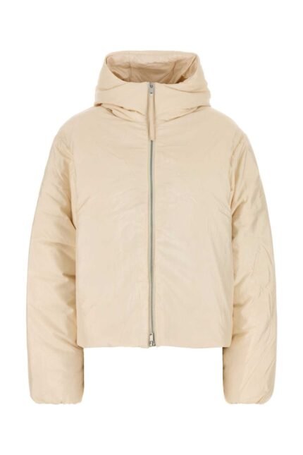 Cream nylon blend down jacket