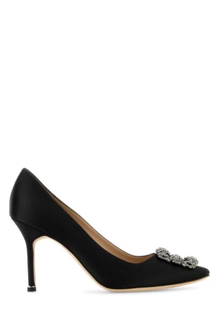 Black satin Hangisi pumps