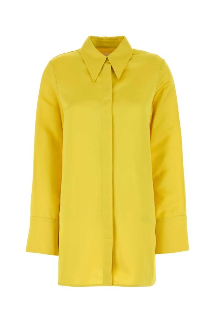 Yellow satin oversize shirt - Image 1