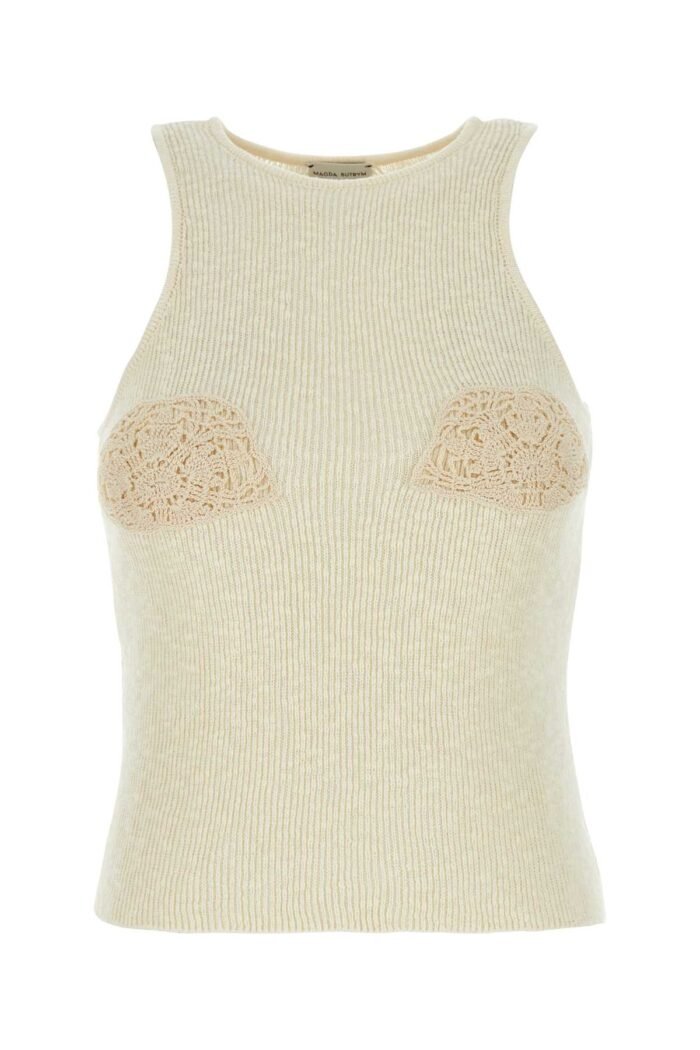 Cream linen blend tank top - Image 1