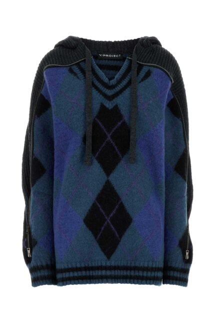 Embroidered stretch cotton blend oversize sweater