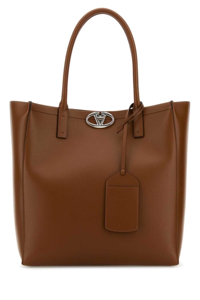 Caramel leather medium VLogo Locker shopping bag - Image 1