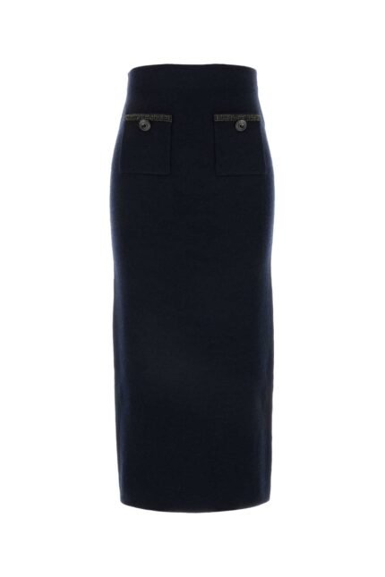 Midnight blue wool blend skirt