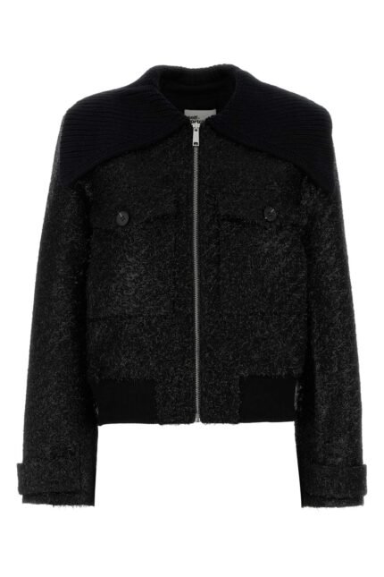 Black polyester blend bomber jacket