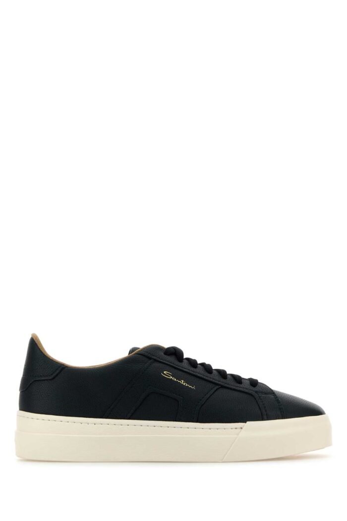 Navy blue leather sneakers - Image 1