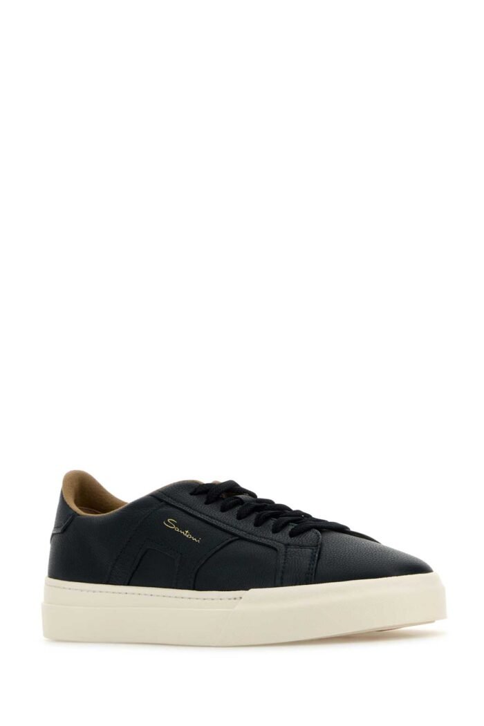 Navy blue leather sneakers - Image 2