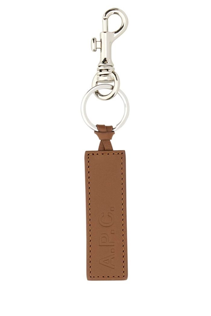 Brown leather key ring - Image 1