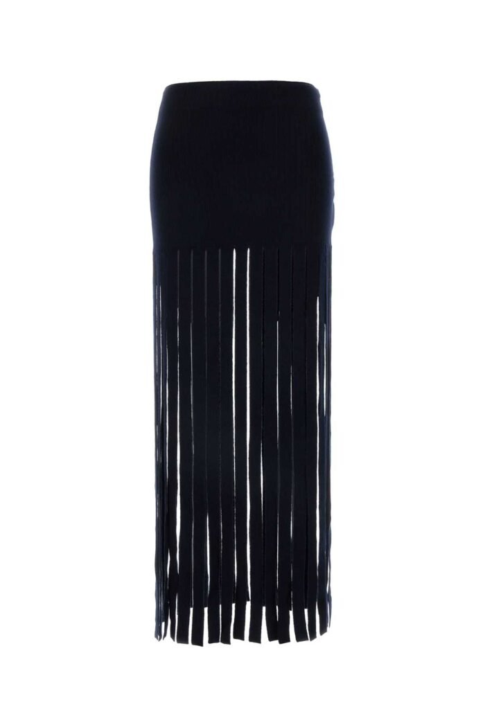 Midnight blue stretch wool blend skirt - Image 1