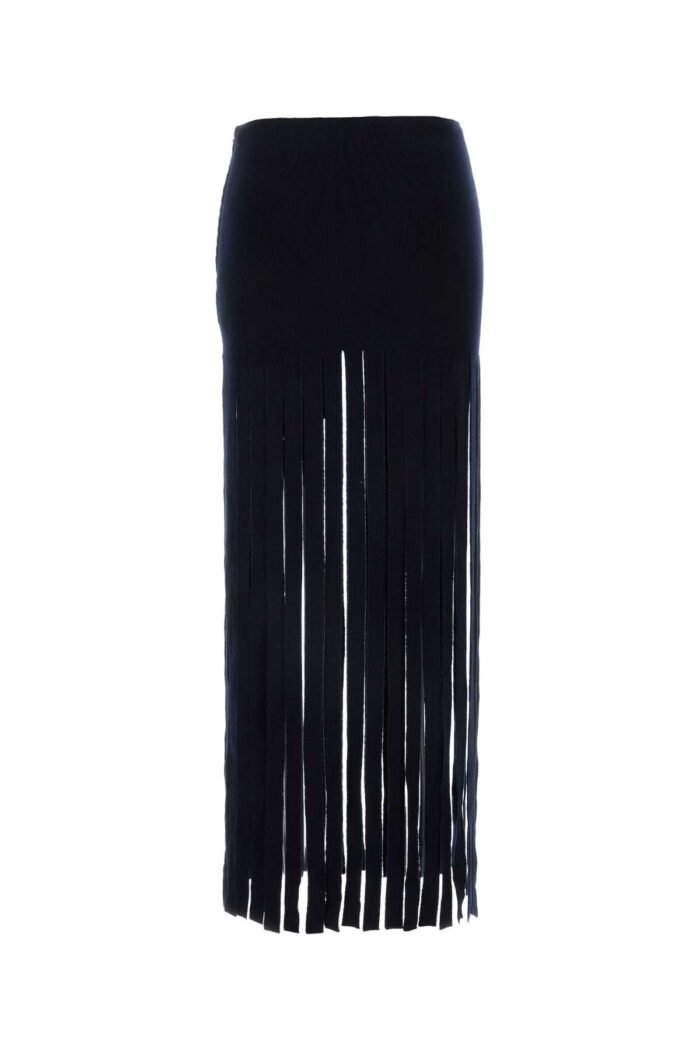 Midnight blue stretch wool blend skirt - Image 2