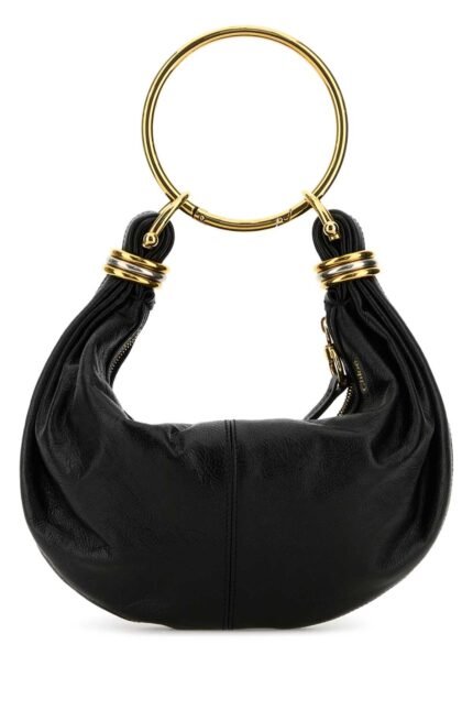 Black leather Bracelet handbag