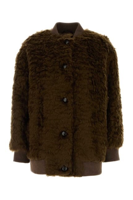 Brown teddy Agiate bomber jacket