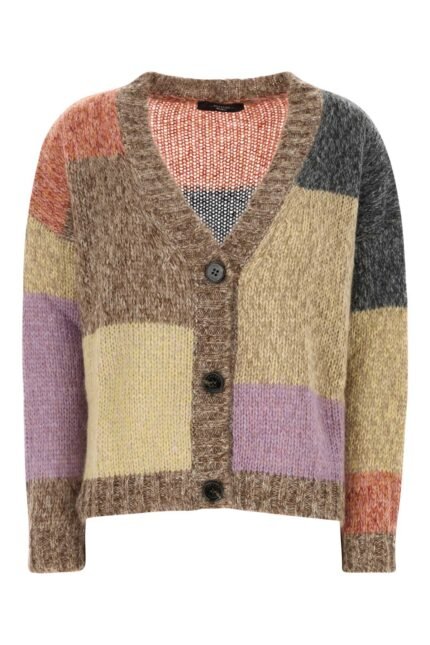Multicolor acrylic blend Camera cardigan