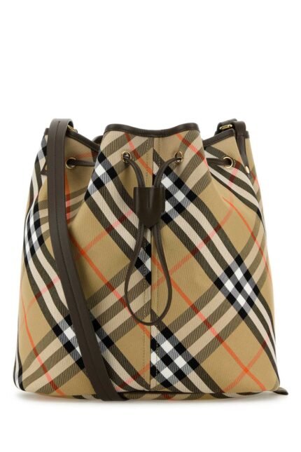 Embroidered canvas bucket bag
