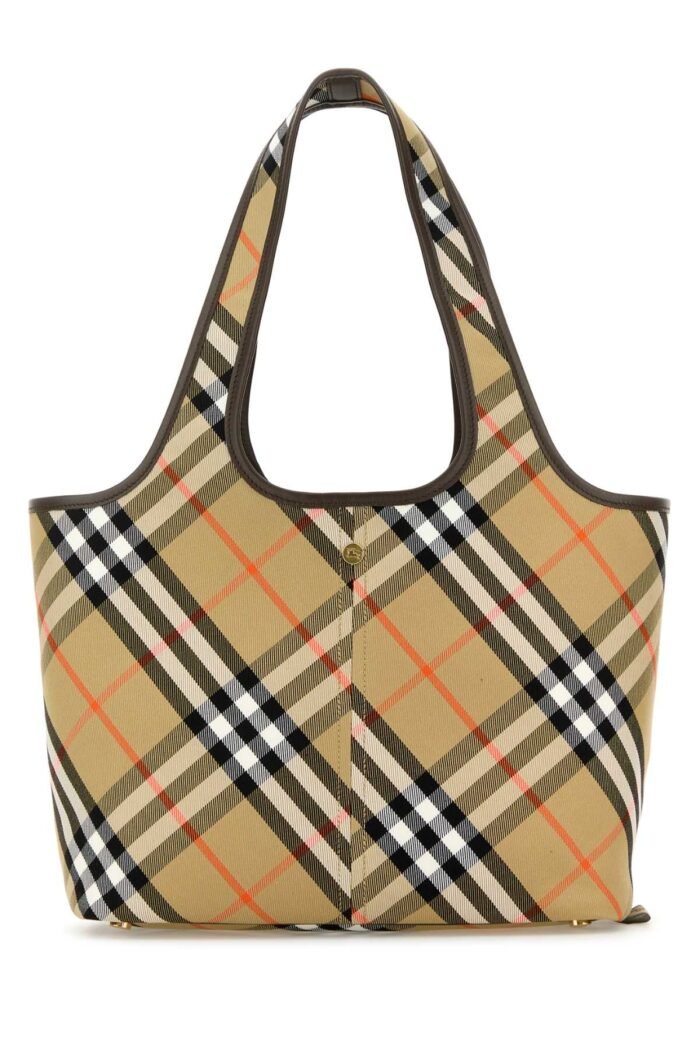 Embroidered canvas small Check shopping bag - Image 1
