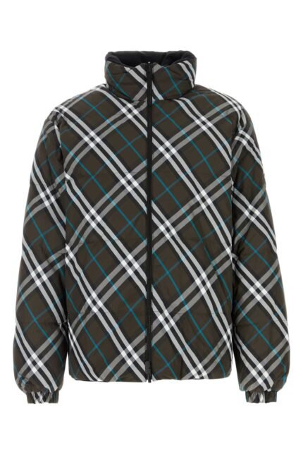 Printed nylon reversible down jacket