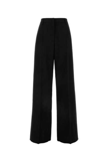 Black wool wide-leg pant