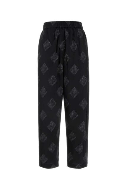 Embroidered stretch silk pant