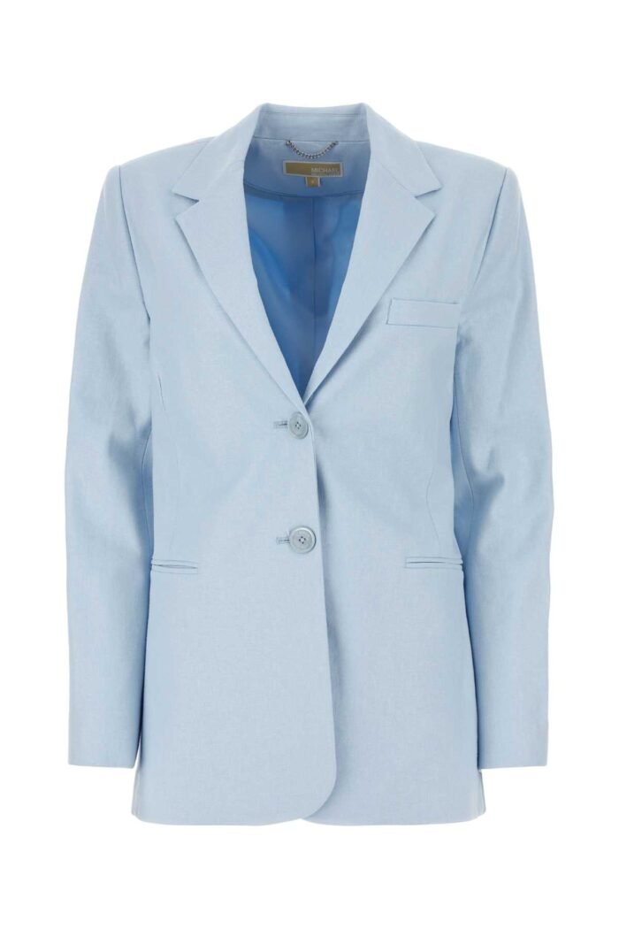 Pastel light blue linen blend blazer - Image 1