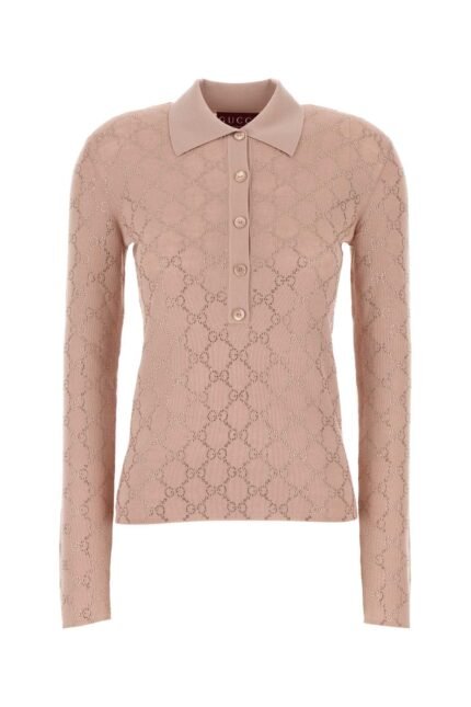 Antiqued pink wool polo shirt
