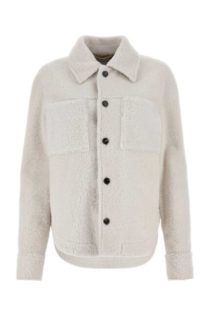 Chalk shearling oversize shirt