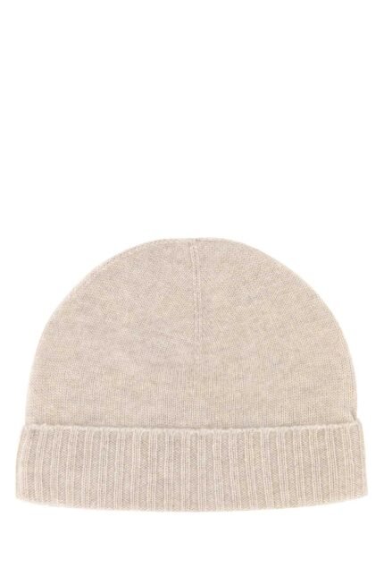Sand cashmere beanie hat