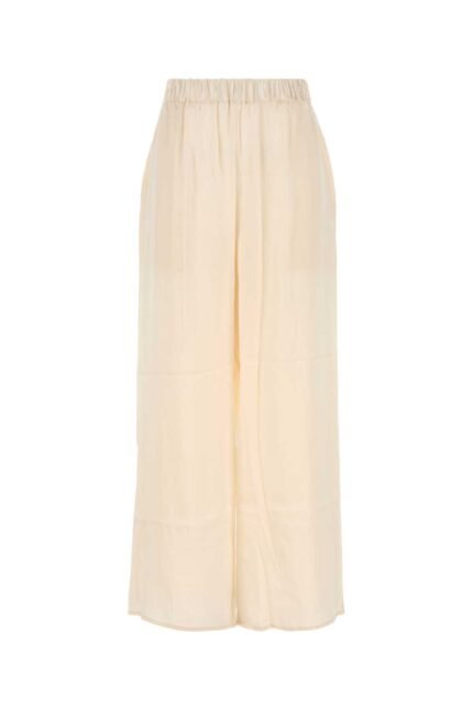 Ivory silk wide-leg pant