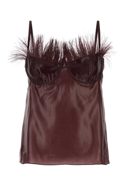 Burgundy nylon blend top