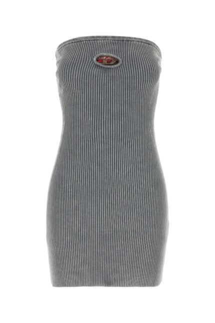 Grey stretch cotton blend mini dress