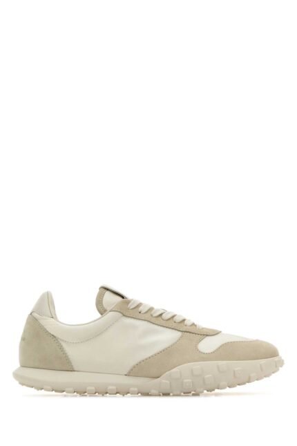 Two-tone fabric and suede sneakers