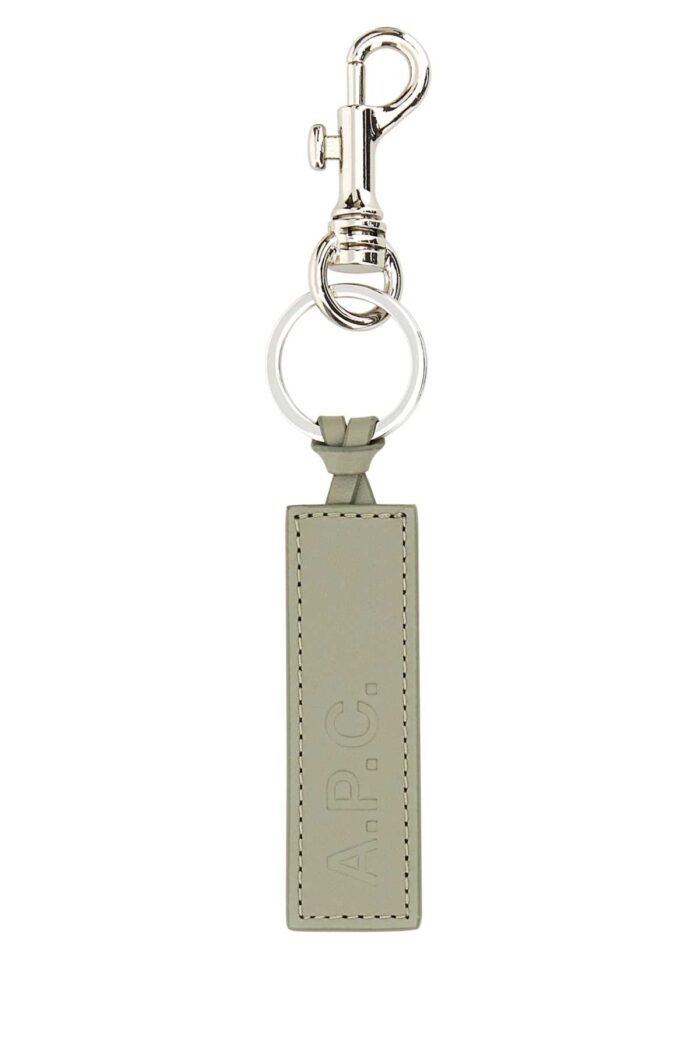Dove grey leather key ring - Image 1
