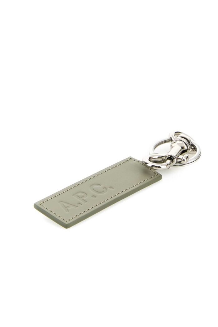Dove grey leather key ring - Image 3