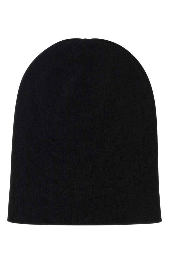 Black cashmere beanie hat - Image 2